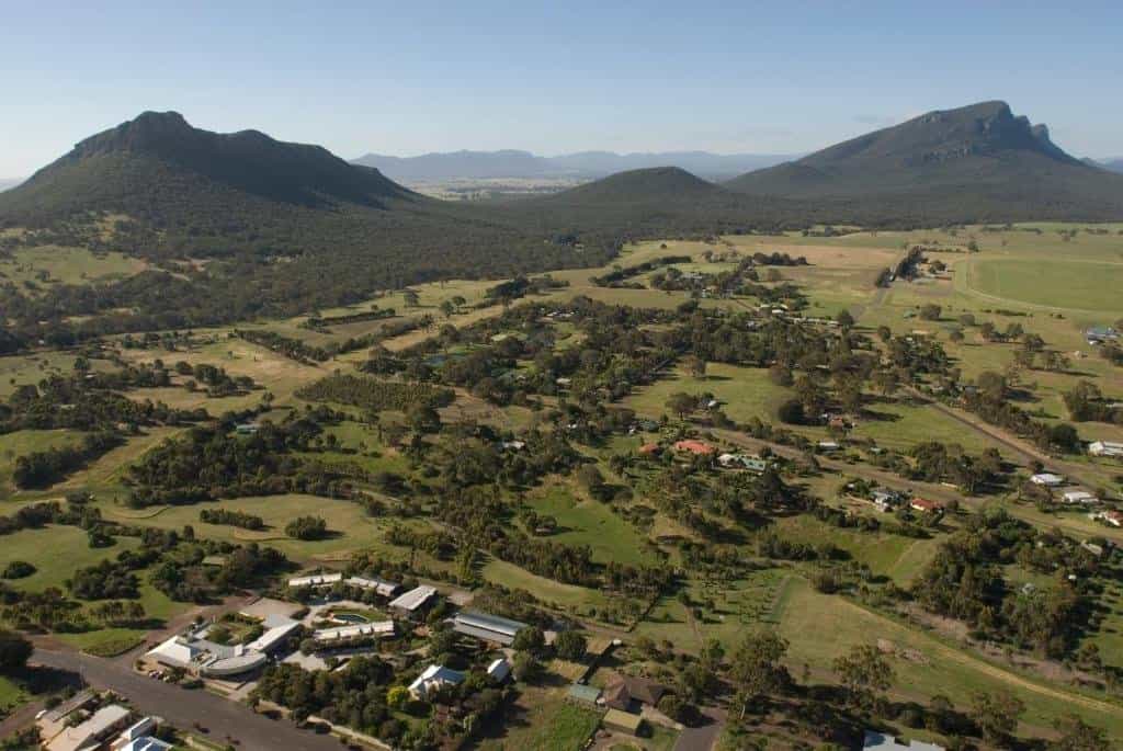 Dunkeld and the southern Grampians from the air