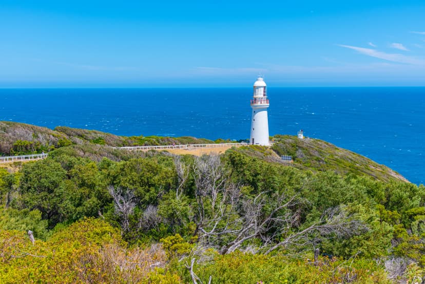 Cape Otway Lightstation above the sea
