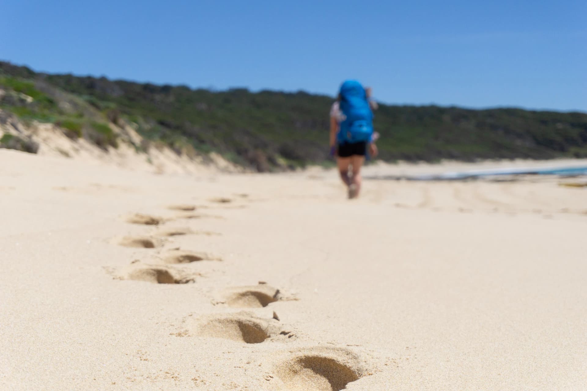 Footprints along a Cape to Cape beach