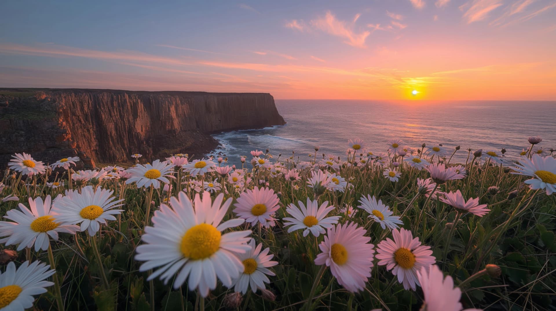 Sunset over the cliffs on the Cape to Cape Track