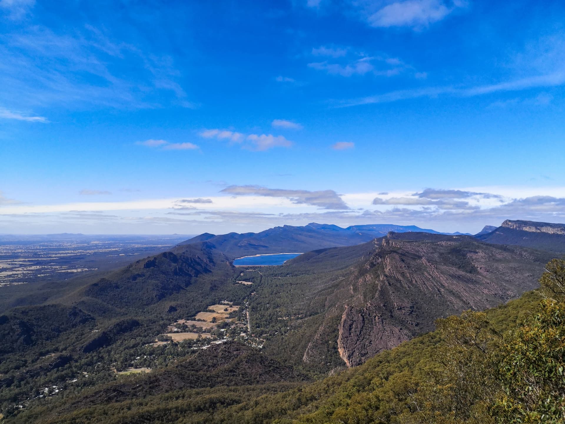 Halls Gap and Lake Bellfield from above
