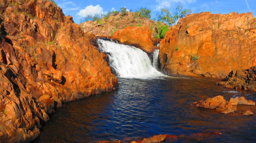 Edith Falls over red rock