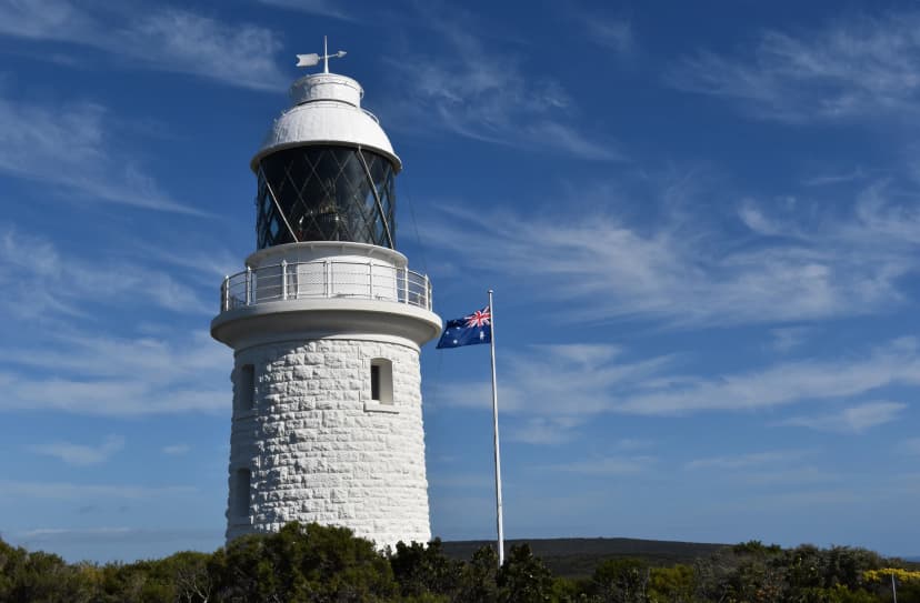 Cape Naturaliste Lighthouse above the bay