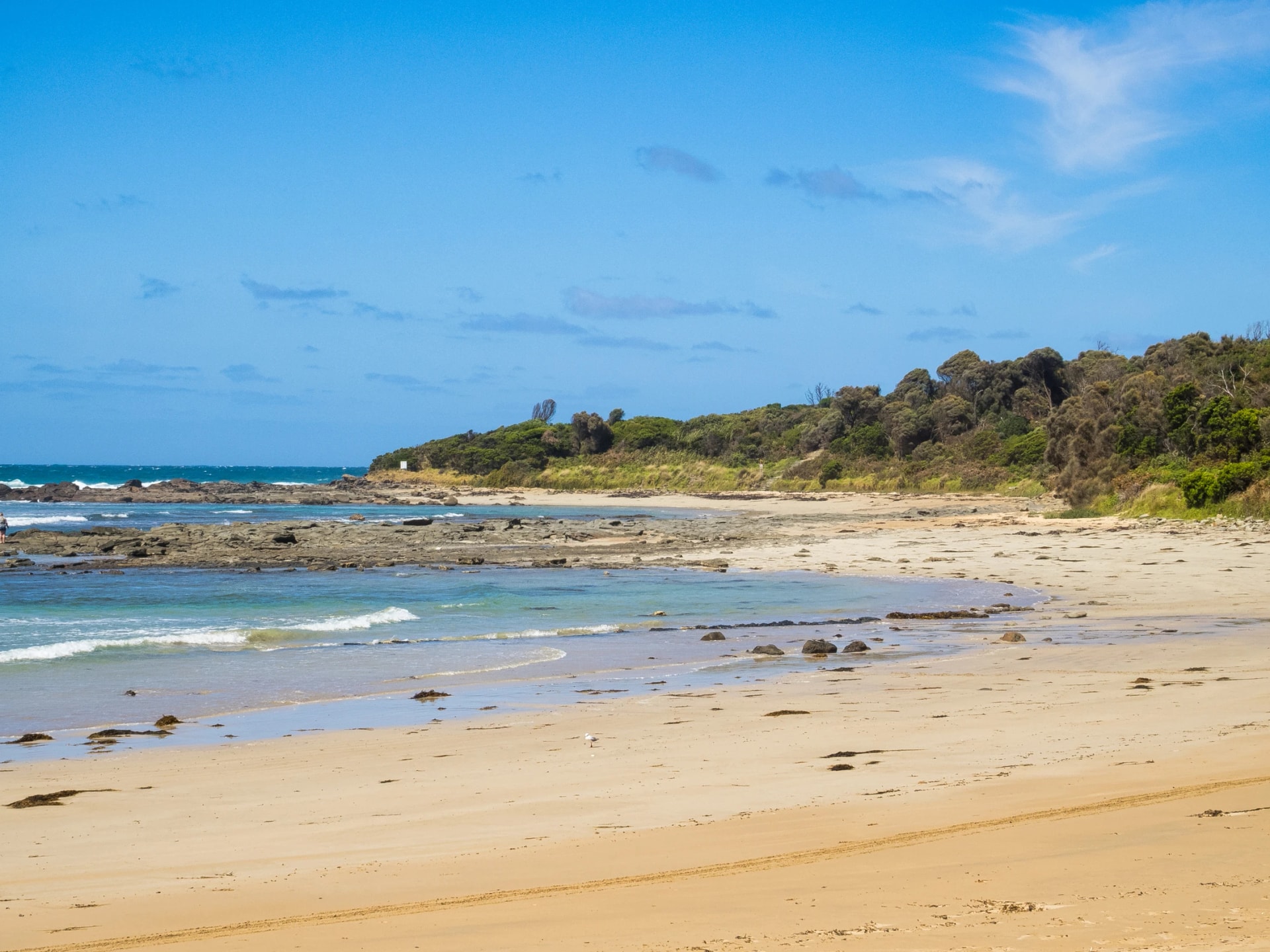 Low tide on Blanket Bay beach