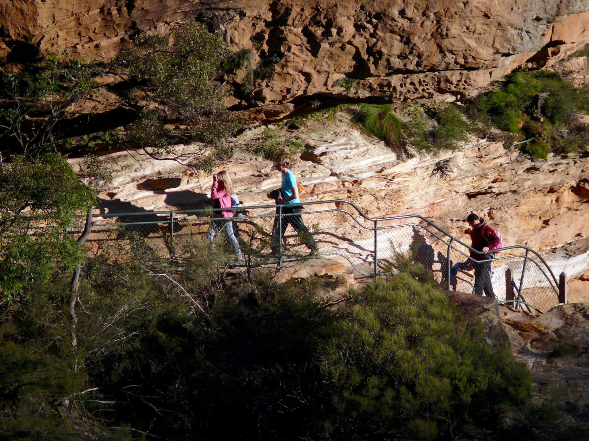 Walk the railed ledge of the National Pass at Wentworth Falls